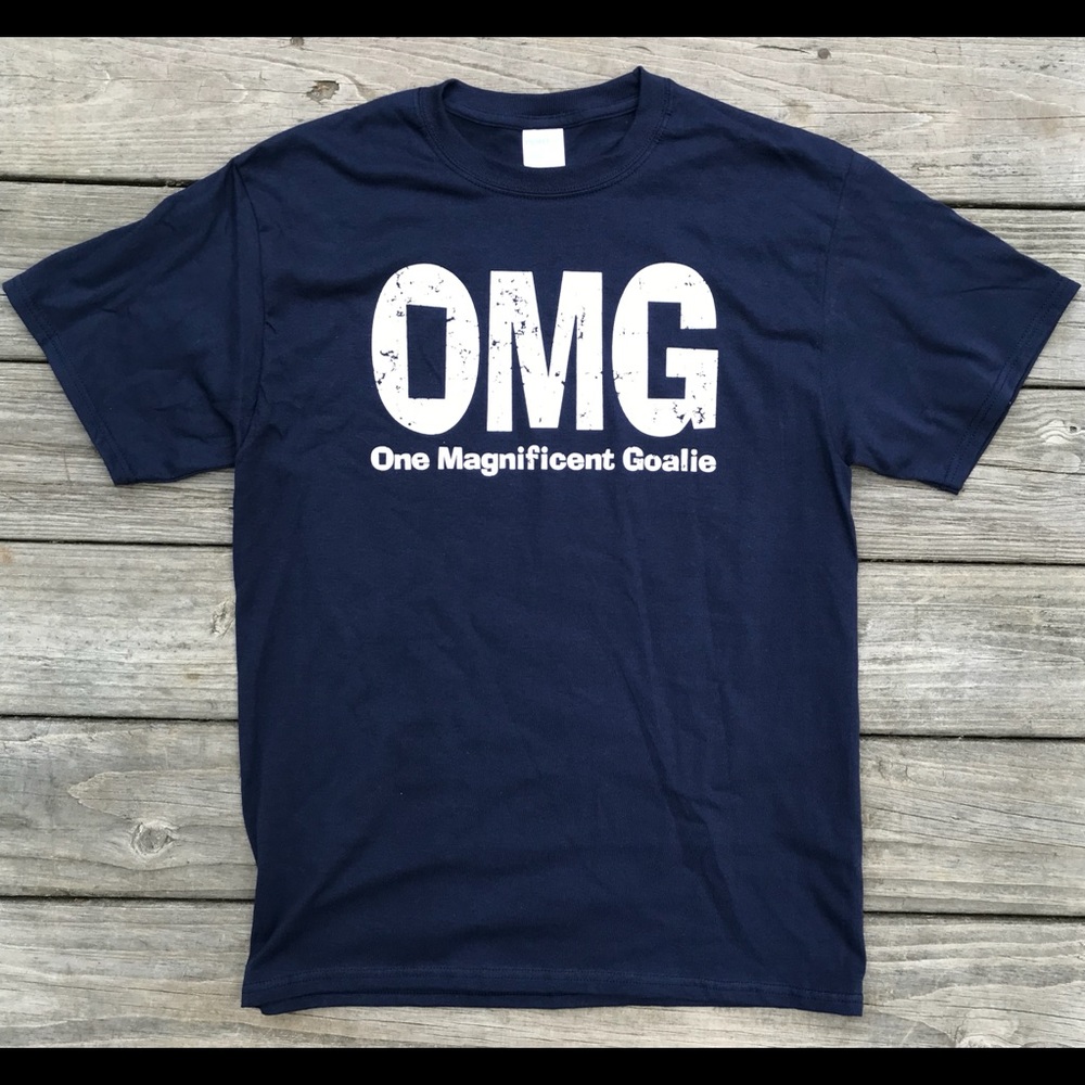 NEW OMG. One Magnificent Goalie Shirt On Navy